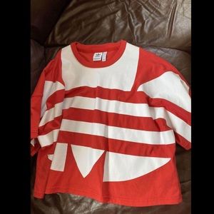 Red Adidas size L cropped Tee